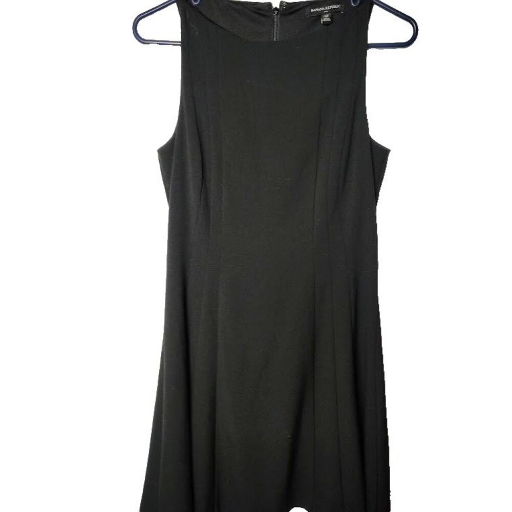 Women's Banana Republic Black Sleeveless Dress 6P A-line Lined Pin Tuck Zipper